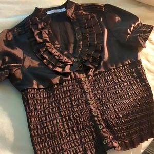 Brown Satin dressy top